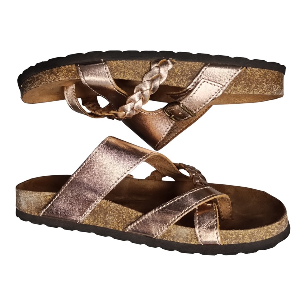 White Mountain Handpick Footbed Flip Flop Sandals Women 6M Brown Leather Slip On